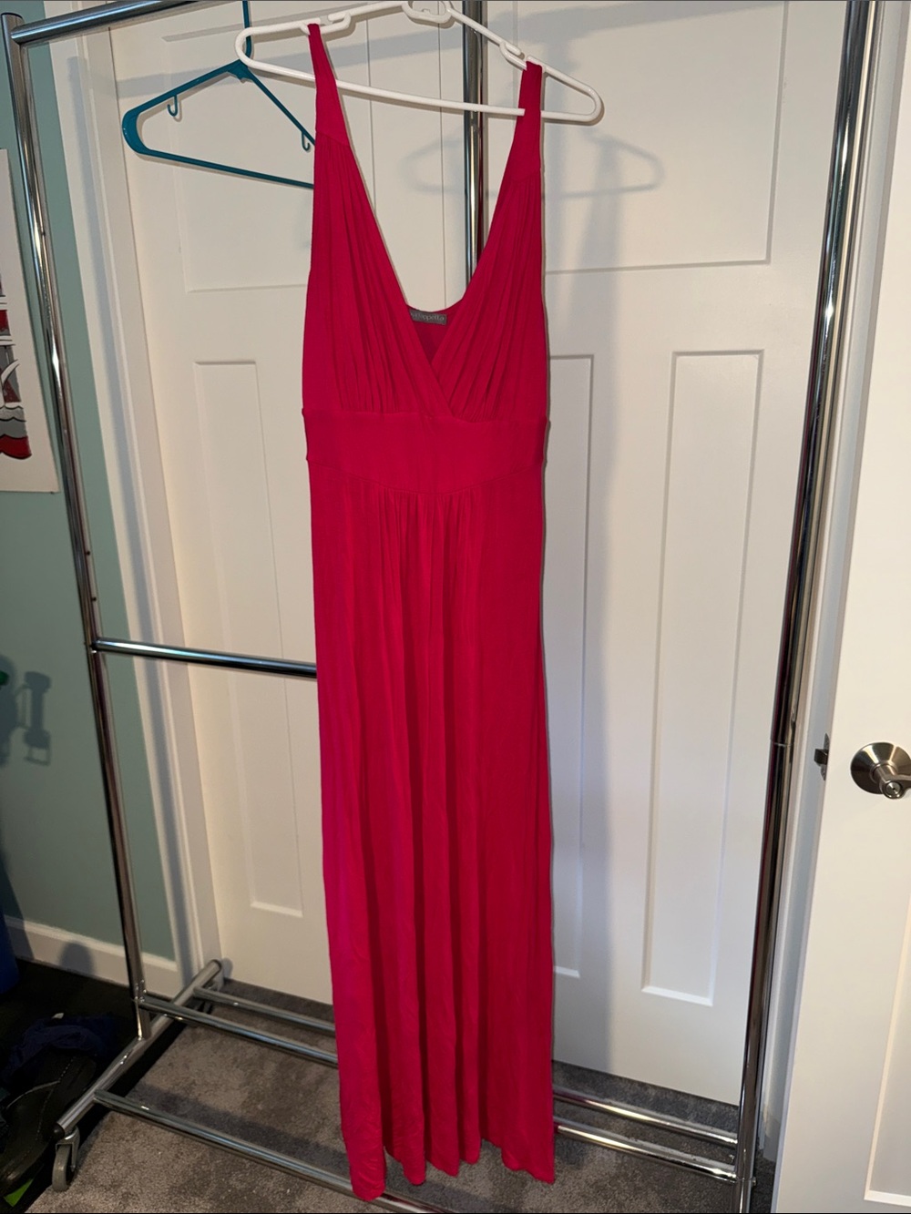 Loveappella Hot Pink V-Neck Maxi Dress